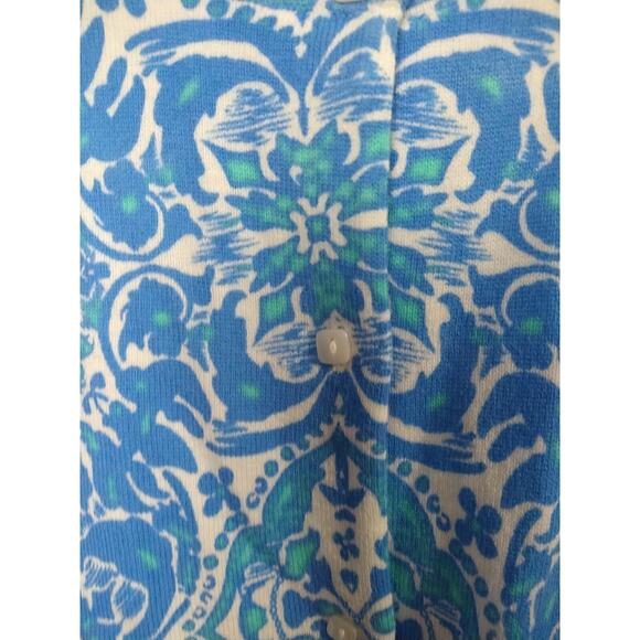 Sarah Spencer Woman XL Cardigan Sweater Aqua Blue White 3/4 Sleeve Button Front - Picture 6 of 8